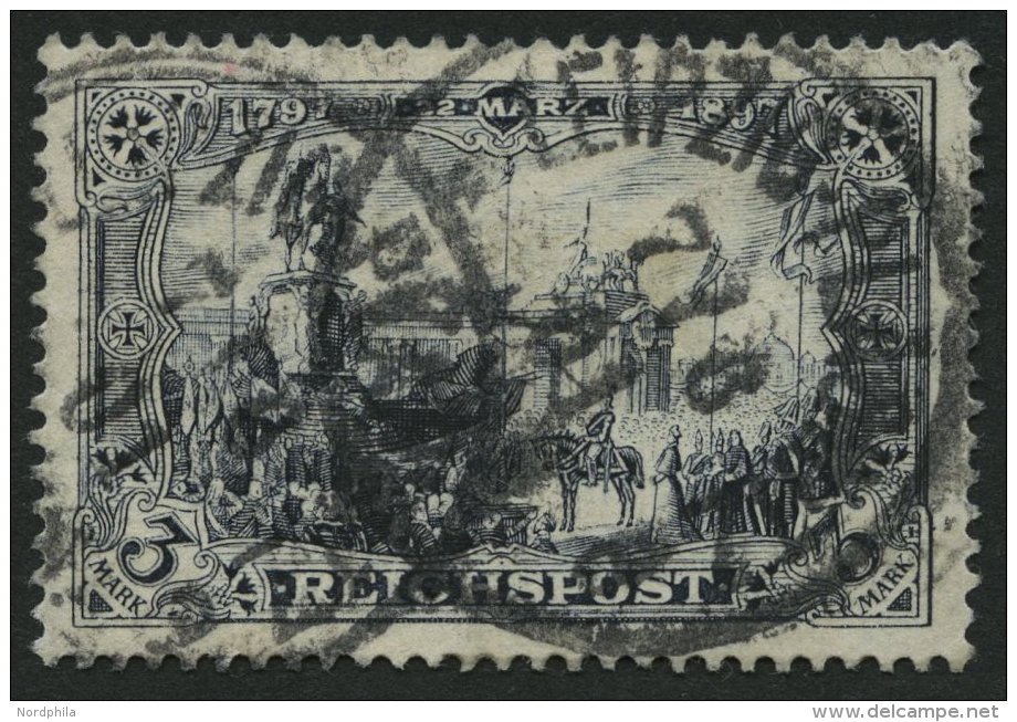 Dt. Reich 65I O, 1900, 3 M. Reichspost, Type I, Pracht, Gepr. Jäschke, Mi. 60.- - Autres & Non Classés