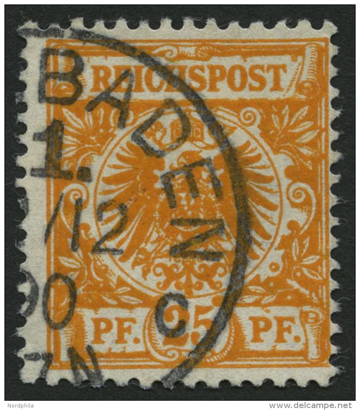 Dt. Reich 49aa O, 1890, 25 Pf. Goldgelb, Pracht, Gepr. Zenker, Mi. 450.- - Other & Unclassified