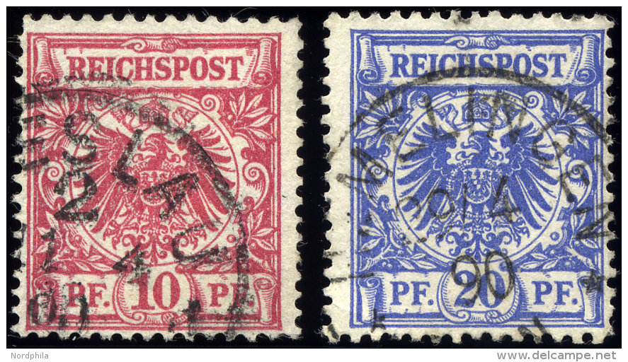 Dt. Reich 47/8ax O, 1889, 10 Pf. Karminrosa Und 20 Pf. Mittelultramarin, Dünnes Papier, 2 Prachtwerte, Gepr. Wiegan - Used Stamps