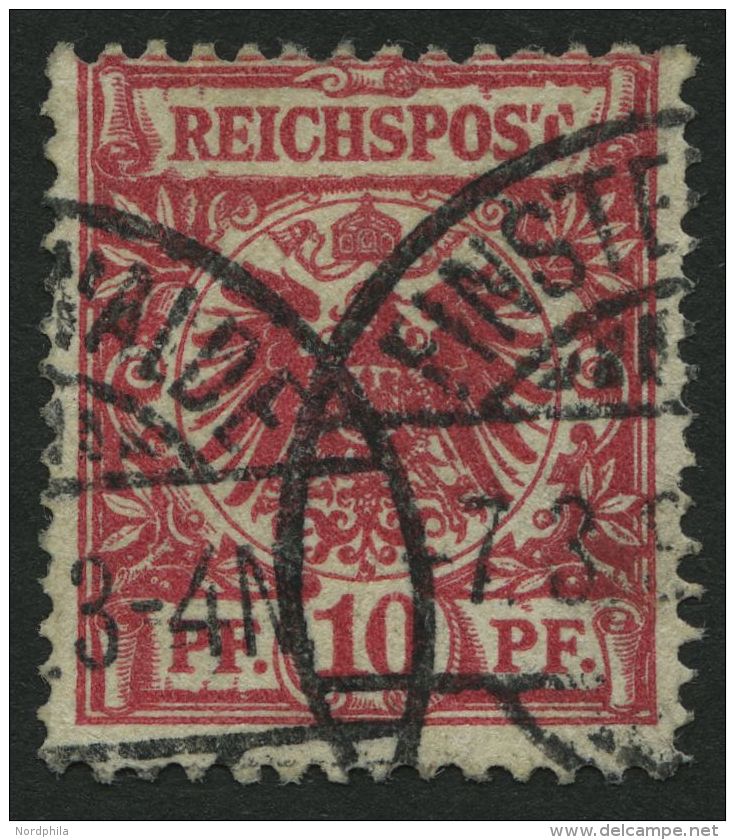 Dt. Reich 47aII O, 1889, 10 Pf. Rosakarmin Mit Plattenfehler T Von Reichspost Oben In Der Mitte Offen, Kleine Bugspur So - Other & Unclassified