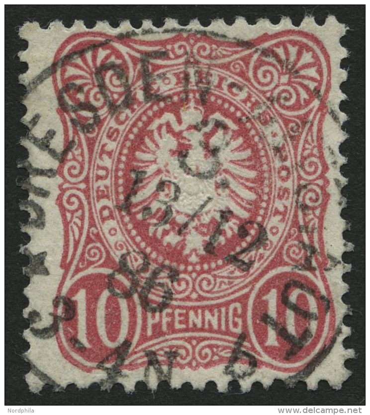 Dt. Reich 41b PF VI O, 1886, 10 Pf. Lebhaftrotkarmin Mit Plattenfehler Außenlinie Unter Linkem Wertschild Gebroche - Other & Unclassified