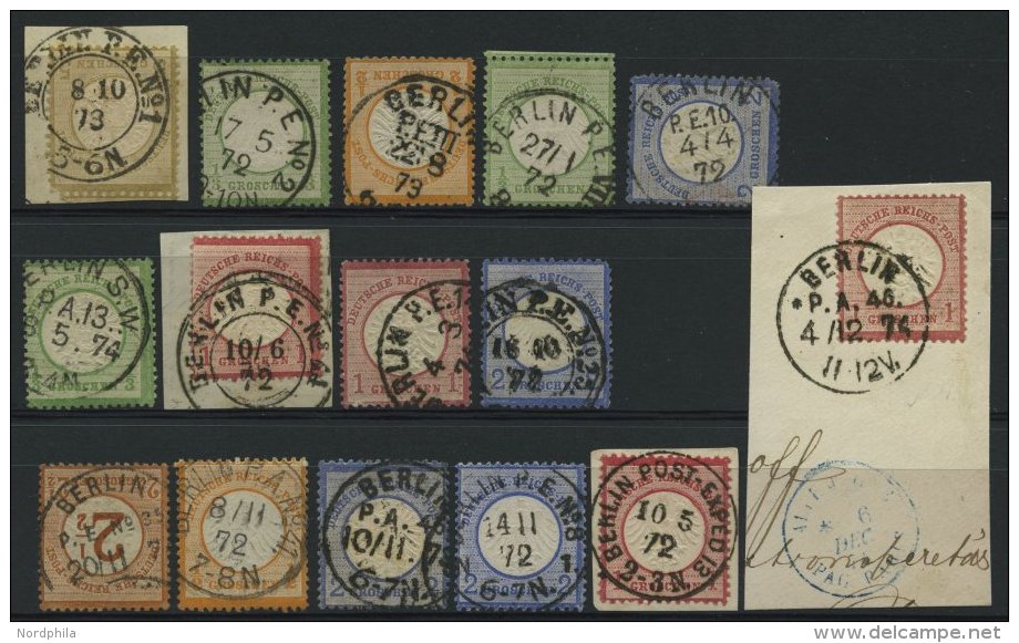 Dt. Reich O,BrfStk , 15 Brustschilde Mit Verschiedenen Berliner Postexpeditionsstempeln, Feinst/Pracht - Used Stamps