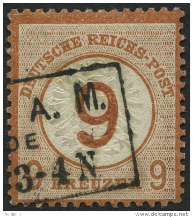 Dt. Reich 30 O, 1874, 9 Auf 9 Kr. Braunorange, Bugspur Sonst Pracht, Mi. 600.- - Used Stamps