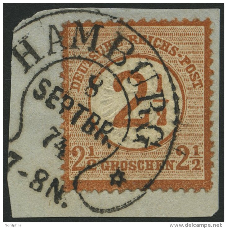 Dt. Reich 29 BrfStk, 1874, 21/2 Auf 21/2 Gr. Braunorange, Hufeisenstempel HAMBURG (Spalink 17-9), Prachtbriefstück, - Used Stamps