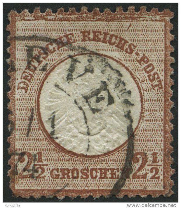 Dt. Reich 21b O, 1872, 21/2 Gr. Lilabraun Mit Druckbesonderheit Farbstrich Auf Der Ersten Strichleiste über H In RE - Used Stamps