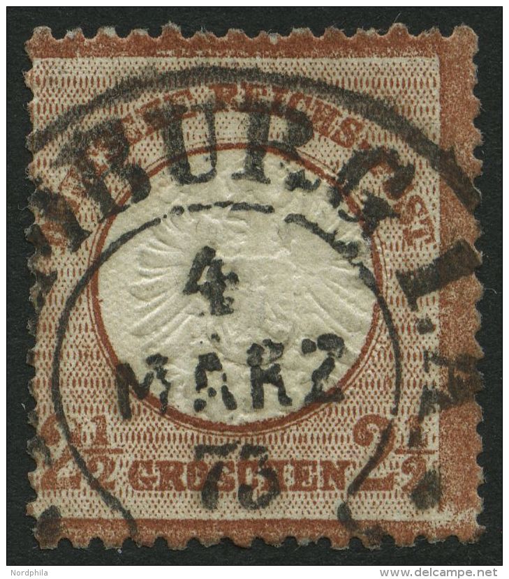 Dt. Reich 21b O, 1872, 21/2 Gr. Lilabraun, Zentrischer Hufeisenstempel HAMBURG (Sp 17-4), Fotoattest Krug: Sie Ist Farbf - Other & Unclassified