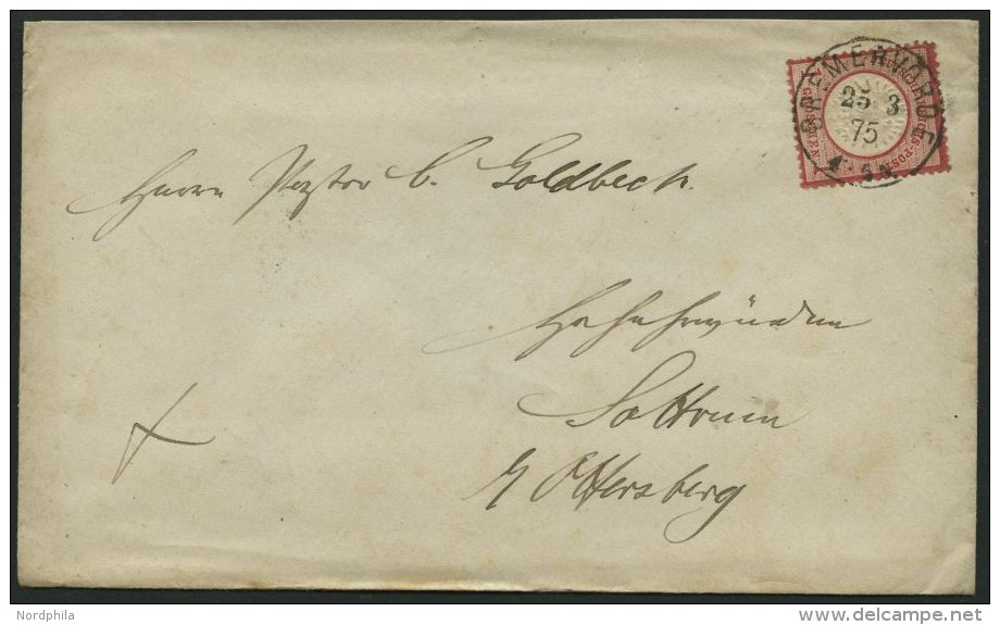 Dt. Reich 19XXXV BRIEF, 25.3.1875, 1 Gr. Rotkarmin (als 10 Pf.-Marke Verwendet) Mit Plattenfehler Punkt über E, Zen - Used Stamps