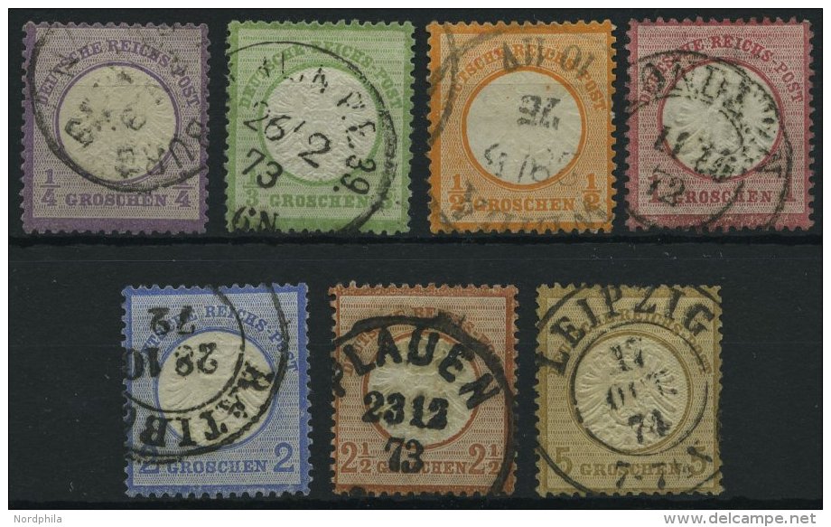 Dt. Reich 16-22 O, 1872, 1/4 - 5 Gr. Große Brustschilde, 7 Prachtwerte, Mi. 319.- - Used Stamps