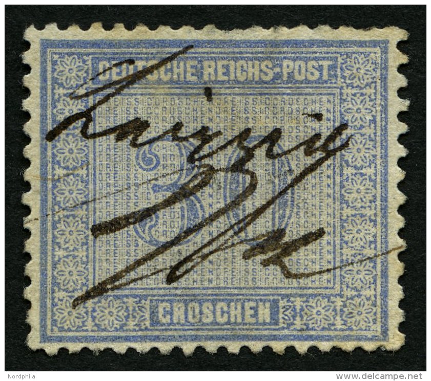 Dt. Reich 13 ~ , 1872, 30 Gr. Ultramarin, Handschriftliche Entwertung, Feinst (leichte Zahnfehler Und Helle Stelle Am Ob - Used Stamps