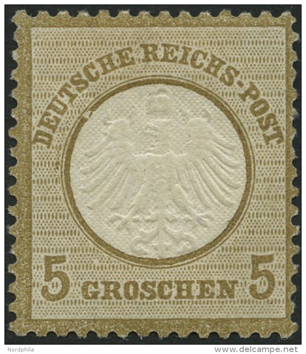 Dt. Reich 6II *, 1872, 5 Gr. Ockerbraun Mit Plattenfehler Kreis Unter T In Deutsche Gebrochen, Falzreste, Oben Links Kle - Used Stamps