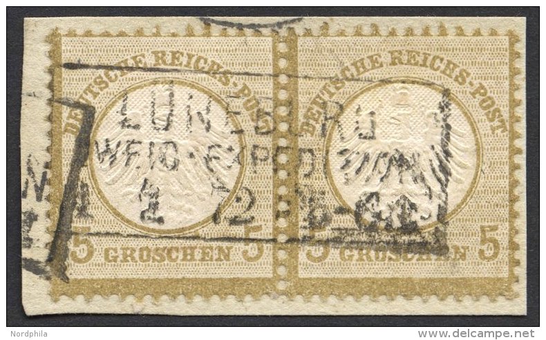 Dt. Reich 6 Paar BrfStk, 1872, 5 Gr. Ockerbraun Im Waagerechten Paar, R3 LÜNEBURG ZWEIG-EXPEDITION, Prachtbriefst&u - Used Stamps