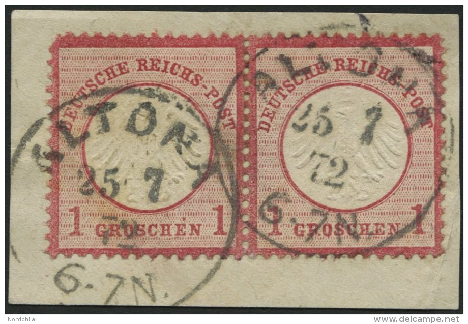 Dt. Reich 4XXXV BrfStk, 1872, 1 Gr. Rotkarmin Im Waagerechten Paar, Linke Marke Mit Plattenfehler Punkt über E (Fel - Used Stamps