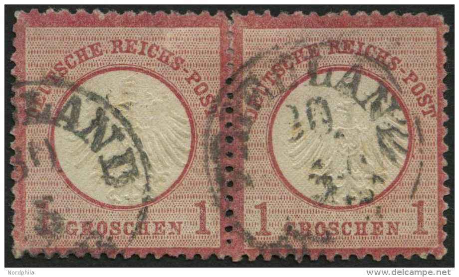 Dt. Reich 4 Ñ O, 1872, 1 Gr. Rotkarmin Im Waagerechten Paar Mit Nachverwendetem Mecklenburg-Stempel FRIEDLAND, Fe - Used Stamps