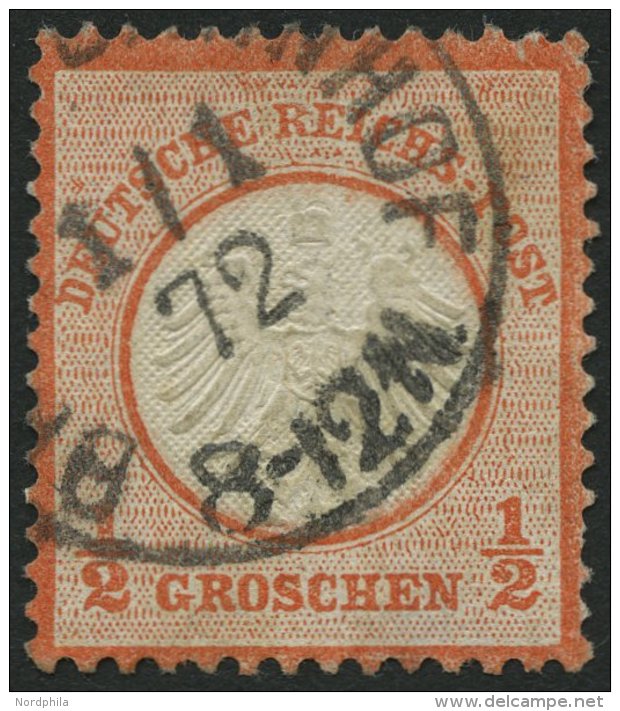 Dt. Reich 3 O, 1872, 1/2 Gr. Ziegelrot, Mit Ersttagsstempel 1.1.72, Kleine Helle Stelle Und Ein Verkürzter Zahn Son - Used Stamps