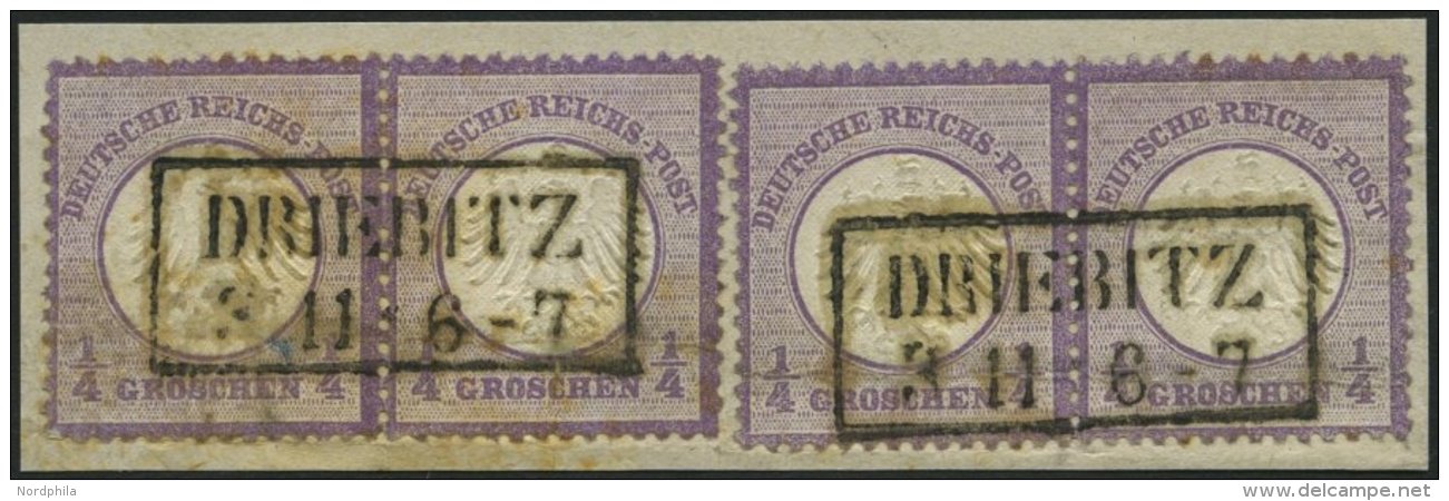 Dt. Reich 1 Paar BrfStk, 1872, 1/4 Gr. Grauviolett, 2 Waagerechte Paare Mit Zentrischen R2 DRIEBITZ Auf Dekorativem Brie - Used Stamps