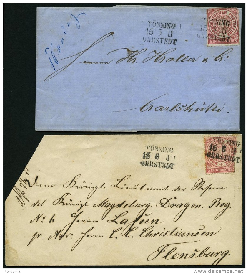 BAHNPOST NDP 4,16 BRIEF, Tönning-Ohrstedt, L3 Auf 2 Briefen Mit 1 Gr. Karmin Von 1868 Und 1869, Feinst/Pracht - Franking Machines (EMA)