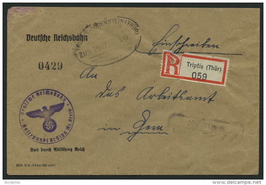 BAHNPOST Tribtis-Lobenstein (Zug 3977) Auf Portofreiem Eilbotenbrief Von 1914, Mit Violettem Reichsbahnstempel, Pracht - Franking Machines (EMA)