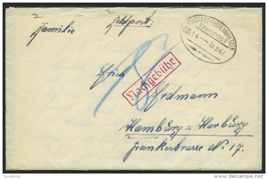 BAHNPOST Neustadt-Treuenbrietzen (Zug 14) Auf Brief Nach Hamburg-Harburg Von 1942 Mit Nachporto, Pracht - Franking Machines (EMA)