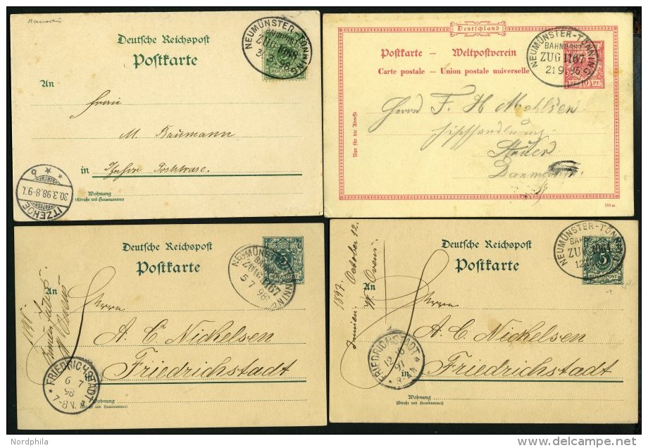 BAHNPOST Neumünster-Tönning (verschiedene Züge), 1895-1912, 7 Karten Feinst/Pracht - Franking Machines (EMA)