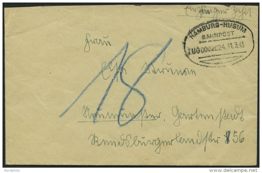 BAHNPOST Hamburg-Husum (Zug 2024) Auf Brief Von 1943 Mit Nachporto, Pracht - Franking Machines (EMA)