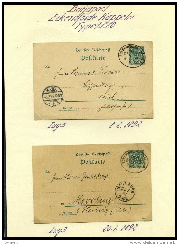 BAHNPOST Eckernförde-Kappeln (Zug 5 Und 7 (2x)), 1892-1933, 6 Karten, Dazu 2 Eilfrachtbriefe Für Geräuche - Franking Machines (EMA)