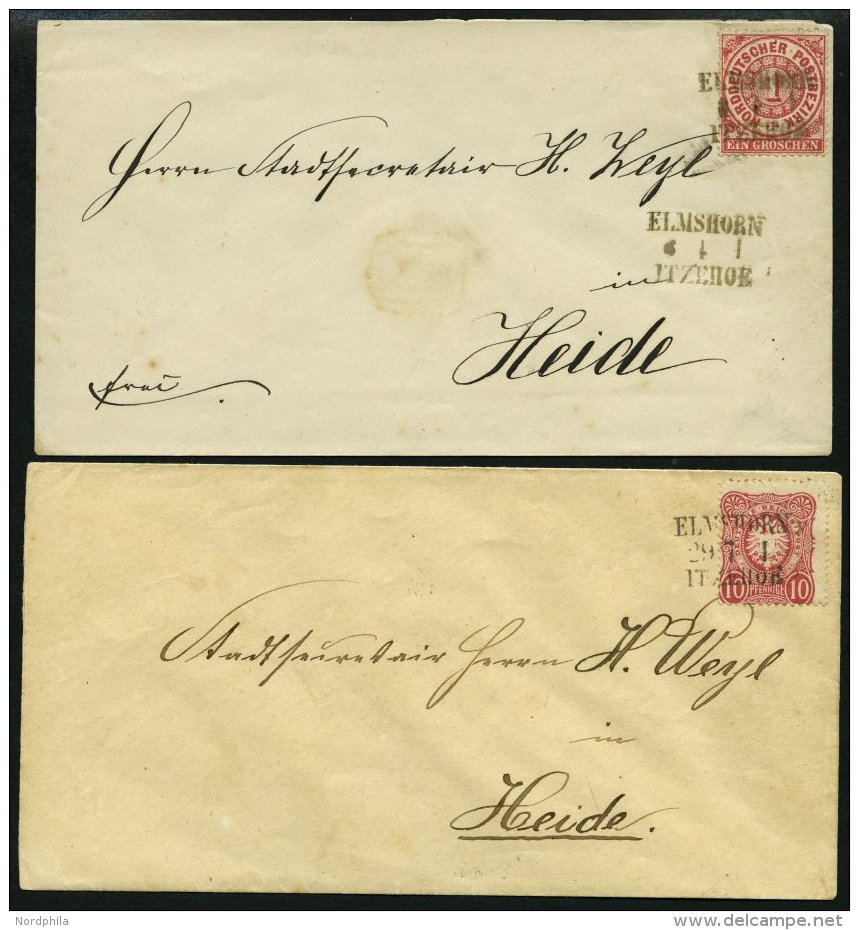 BAHNPOST NDP 16,DR 33 BRIEF, Elmshorn-Itzehoe, L3 Auf Brief Mit 1 Gr. Karmin Von 1869 Und Mit 10 Pfe. Karmin Von 1882, P - Franking Machines (EMA)