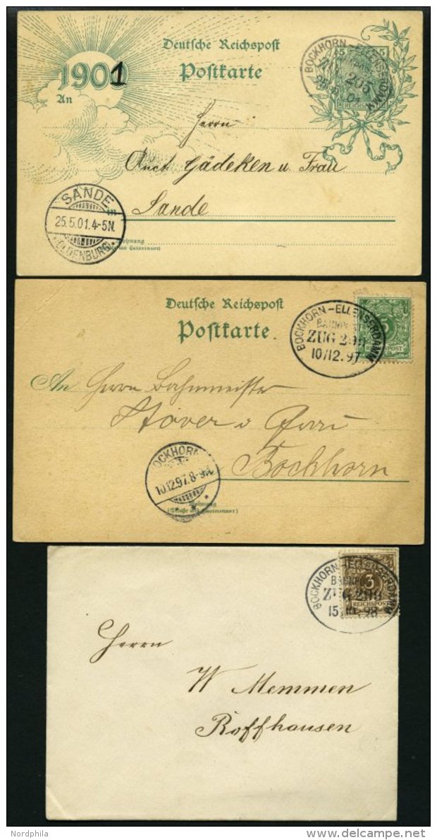 BAHNPOST Bochhorn-Ellenserdamm (Zug 205 Und 2x 209), 1897-1901, 3 Belege Fast Nur Pracht - Franking Machines (EMA)