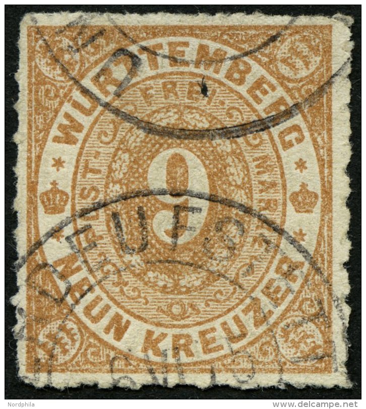 WÜRTTEMBERG 40a O, UNTERDEUFSTETTEN, Datumbrückenstempel Auf 9 Kr. Braun, Pracht, R!, Gepr. Engel - Other & Unclassified