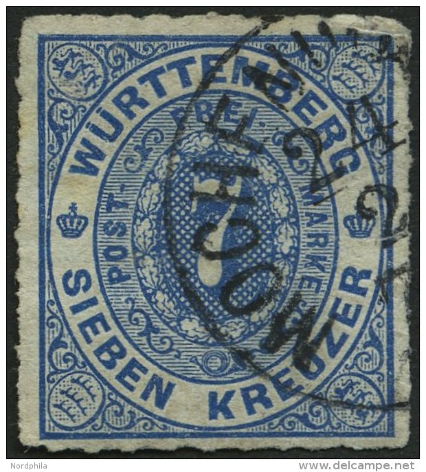 WÜRTTEMBERG 39a O, MOCHENWA(NGEN) Auf 7 Kr. Blau, Kleine Mängel, R! - Other & Unclassified