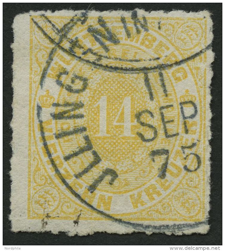 WÜRTTEMBERG 41a O, ILLINGEN In Württbg., K1 Auf 14 Kr. Gelborange, Auf Kreuzermarken R!, Gepr. Heinrich - Andere & Zonder Classificatie