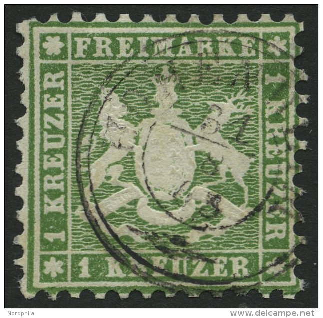 WÜRTTEMBERG 25b O, 1863, 1 Kr. Dunkelgrün, K3 HOHENHEIM, Normale Zähnung Pracht, Mi. 120.- - Other & Unclassified