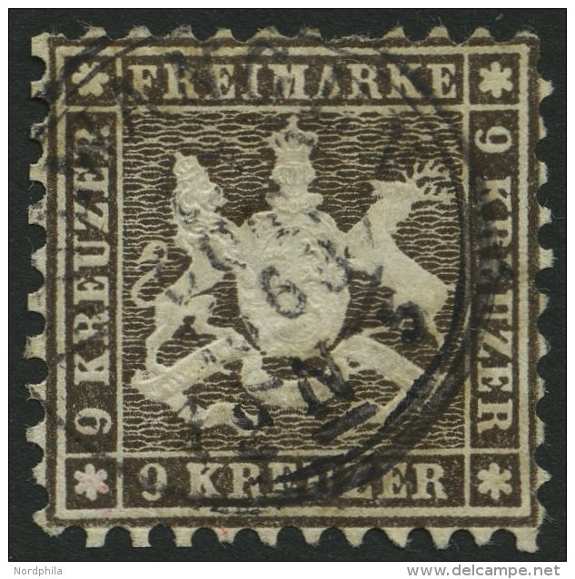 WÜRTTEMBERG 28d O, 1863, 9 Kr. Schwarzbraun, üblich Gezähnt, Pracht, Gepr. Drahn, Mi. 220.- - Other & Unclassified