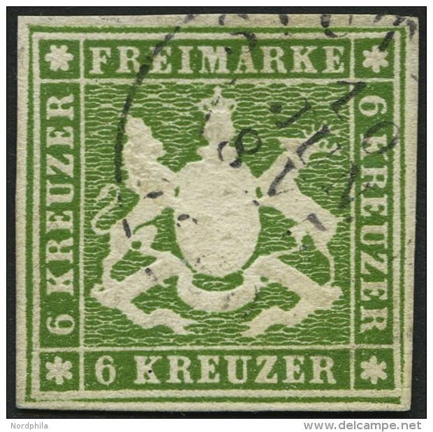 WÜRTTEMBERG 13a O, 1860, 6 Kr. Grün, Pracht, Mi. 140.- - Other & Unclassified