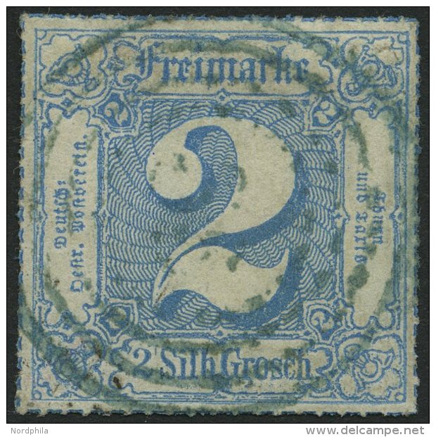 THURN Und TAXIS 49 O, 1866, 2 Gr. Mittelblau, Zentrischer Blauer Nummernstempel (Nummer Nicht Klar Erkennbar), Pracht, G - Other & Unclassified