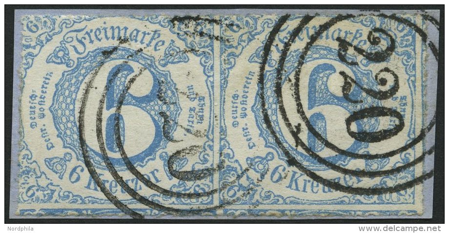THURN Und TAXIS 43IA Paar BrfStk, 1865, 6 Kr. Hellblau, Type IA, Im Waagerechten Paar, Dreiringstempel 220, Prachtbriefs - Autres & Non Classés