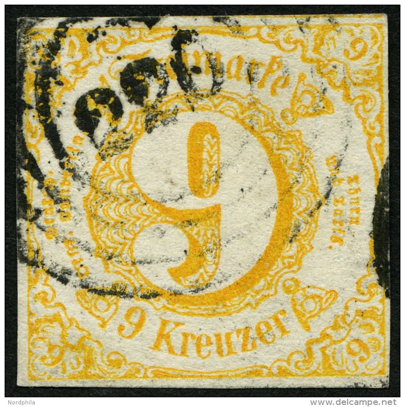 THURN Und TAXIS 23I O, 1859, 9 Kr. Orangegelb, Type I, Nummernstempel 220, Allseits Breitrandig, Pracht - Autres & Non Classés