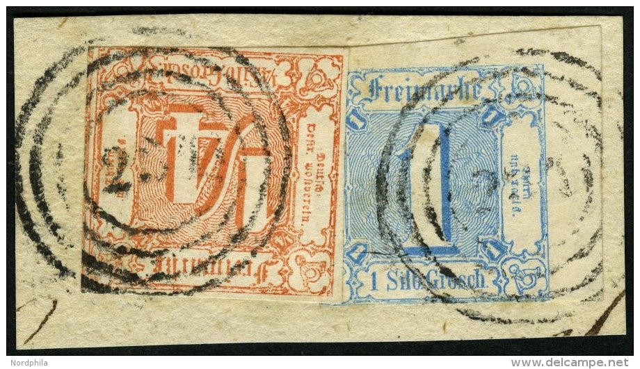 THURN Und TAXIS 13,15 BrfStk, 1859, 1/4 Gr. Rötlichorange (bis Auf Eine Ecke Vollrandig) Mit Oberer Rechter Bogenec - Other & Unclassified