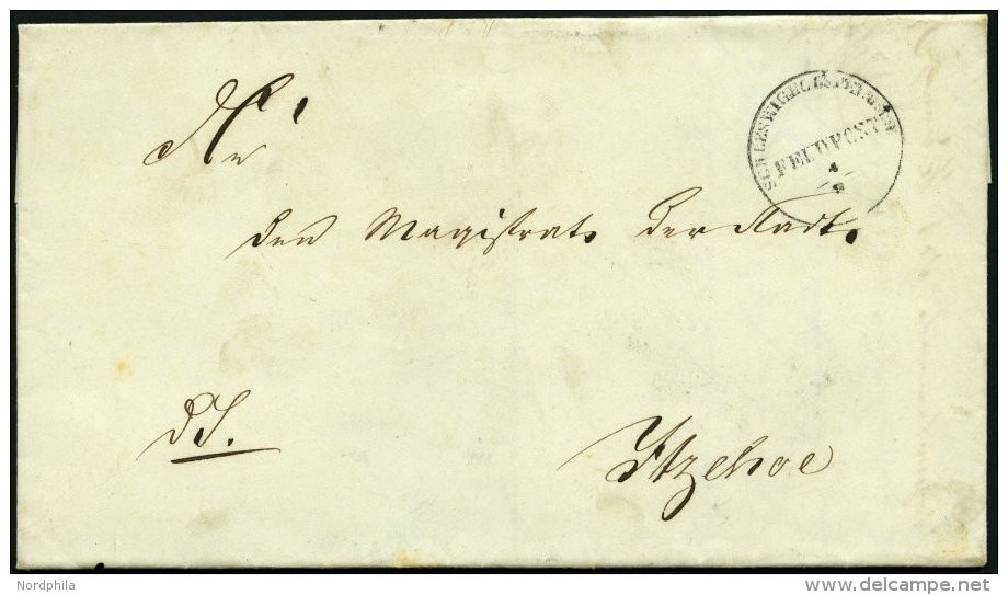 SCHLESWIG-HOLSTEIN 1850, SCHLESWIG HOLSTEINISCHE FELDPOST, K1 Mit Datum Auf Brief Von Rendsburg Nach Itzehoe, Rücks - Schleswig-Holstein