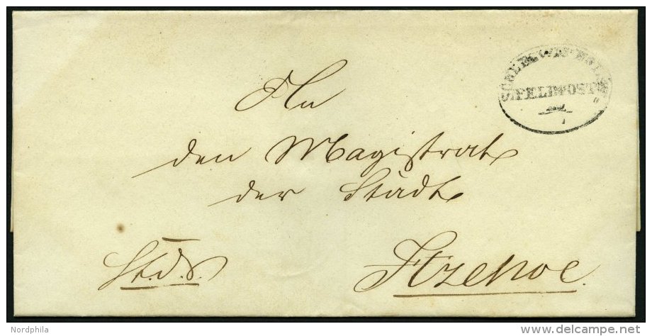 SCHLESWIG-HOLSTEIN Ca. 1851, SCHLESWIG.HOLST: FELDPOST, Ovalstempel Mit Datum Auf K.D.S.-Briefhülle Nach Itzehoe, R - Schleswig-Holstein