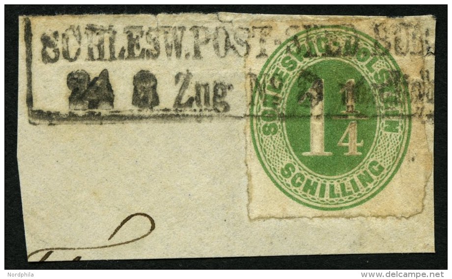 SCHLESWIG-HOLSTEIN 9 BrfStk, SCHLESW.POST-SPED.BUR (nördlich), R2 Auf 11/4 S. Olivgrün Auf Briefstück, Fe - Schleswig-Holstein