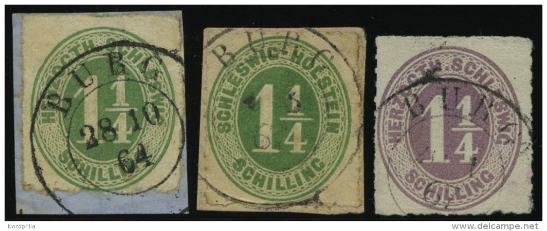 SCHLESWIG-HOLSTEIN 4,9,14 BrfStk, O, BURG, K2 Auf 11/4 S. Dunkelgelblichgrün, Olivgrün Und Rosalila, 3 Prachtw - Schleswig-Holstein