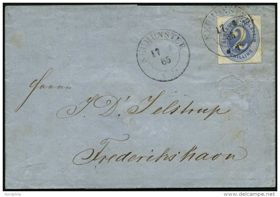 SCHLESWIG-HOLSTEIN 11 BRIEF, 1865, 2 S. Grauultramarin, Prachtstück Auf Nicht Ganz Perfektem Brief Von NEUMÜNS - Schleswig-Holstein