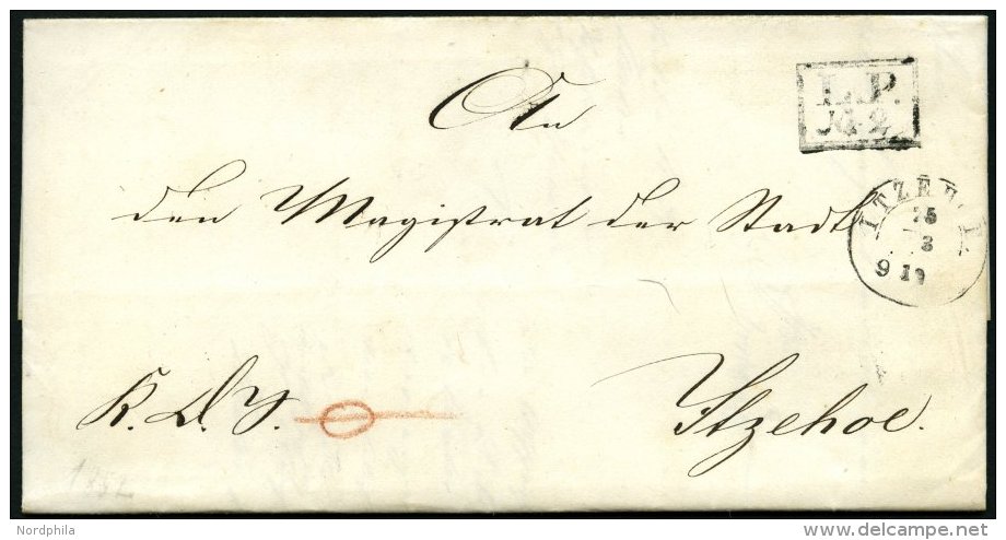 SCHLESWIG-HOLSTEIN L.P./No. 2 (HANERAU), R2 Und Nebenstempel ITZEHOE Auf K.D.S. (1852), Rückseitiges Lacksiegel Vom - Prephilately