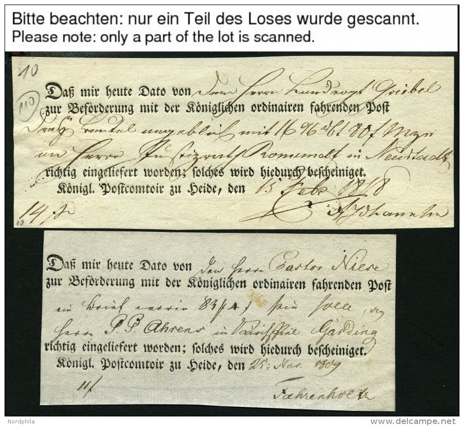 SCHLESWIG-HOLSTEIN HEIDE, 1809-83, Interessante Spezialsammlung Von 65 Postscheinen, Dabei Arge S.H.-Nr. 7, 10, 12, 13, - Prephilately