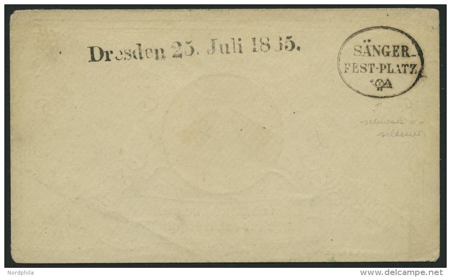 SACHSEN DRESDEN 25.JULI 1865, Schwarzer L1 Und K1 SÄNGER-FEST-PLATZ Auf Schmuckkuvert Des Sängerbundes (Typ. C - Saxony