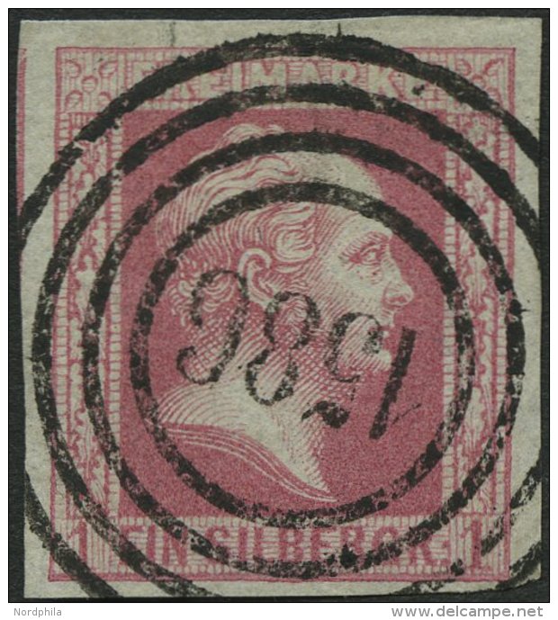 PREUSSEN 6ax O, 1857, 1 Sgr. Rosa, Dünnes Papier, Nummernstempel 1586 (WARTENBERG), Kabinett, Gepr. Flemming, Mi. ( - Other & Unclassified