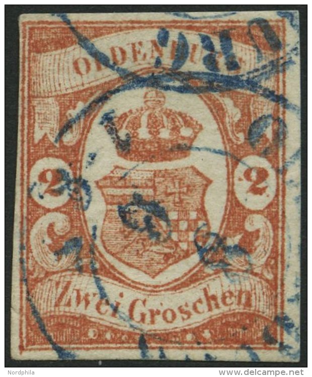 OLDENBURG 13 O, 1861, 2 Gr. Schwärzlichrotorange, Pracht, Gepr. Drahn, Mi. 550.- - Oldenbourg