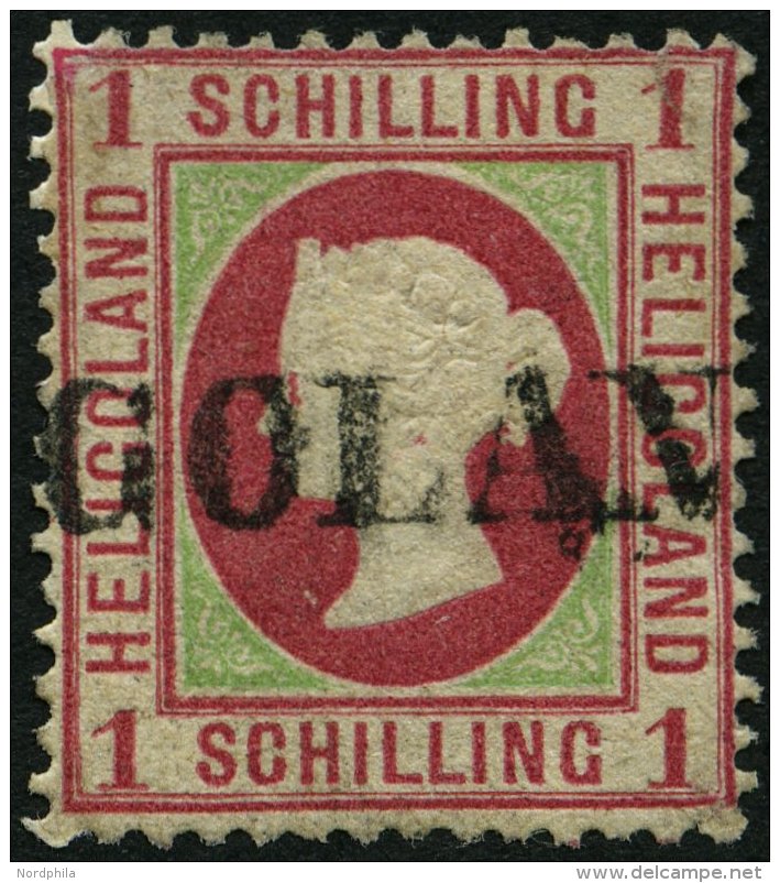 HELGOLAND 7c O, 1873, 1 S. Karmin/lebhaftgelblichgrün, L1, Kleine Korrekturen, Feinst, Mi. 380.- - Héligoland