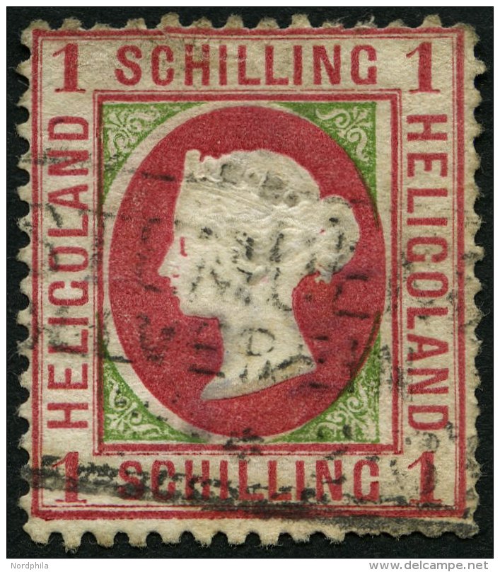 HELGOLAND 7a O, 1871, 1 S. Karmin/gelblichgrün, R3 GEESTEMÜNDE ZOLLVEREIN, Riss Oben Und Diverse Mängel, - Héligoland