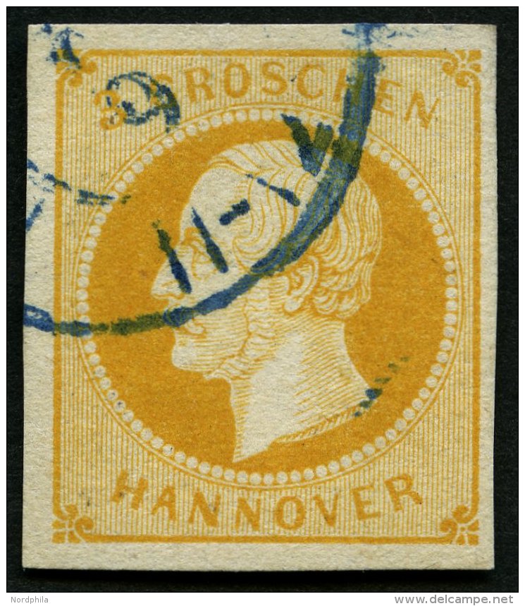 HANNOVER 16a O, 1859, 3 Gr. Gelborange, Pracht, Mi. 85.- - Hanover